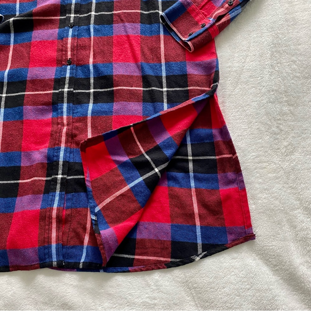 Express Long Button Down Plaid Duster Flannel Spl… - image 4